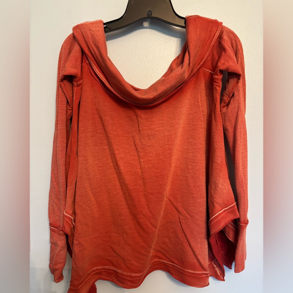 Free People Orange Cowl Neck Sweater